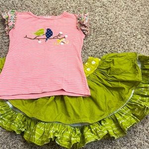 Persnickety bird skirt and shirt set size 6 5